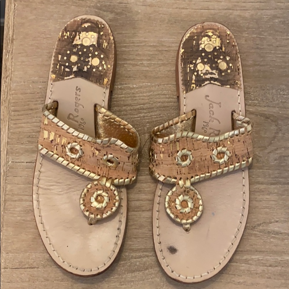 jack rogers gold cork sandals size 8